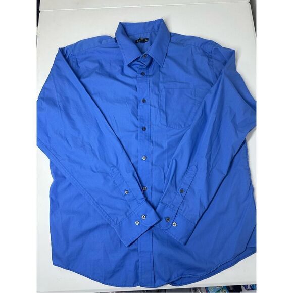 George Men's Long Sleeve Button Up Light Blue Classic Fit Shirt Size XL - Picture 3 of 9